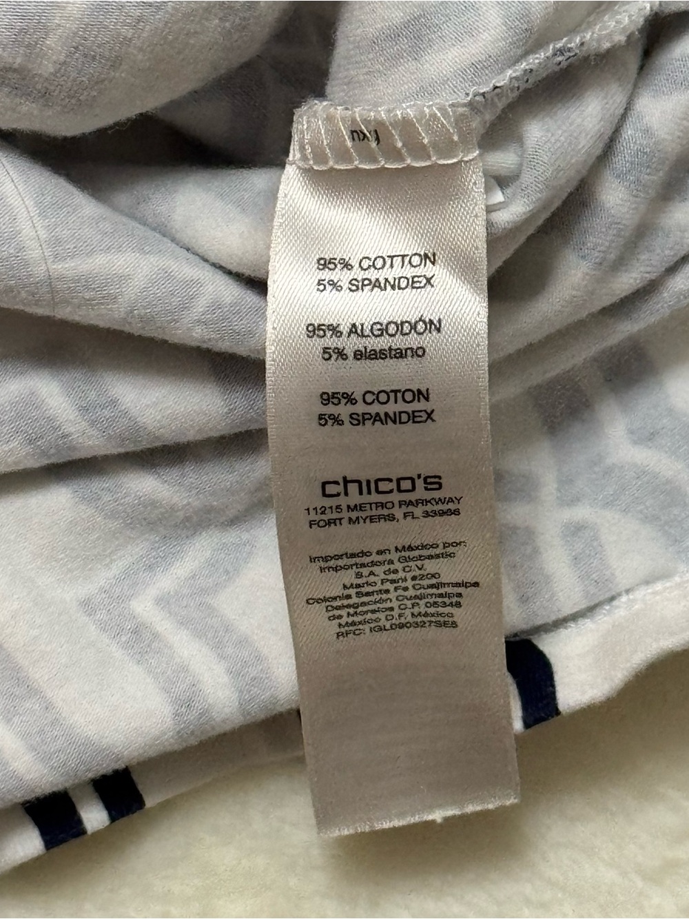 Women's Chico White Cotton Black Link Geo Print Boat Neck Shirt Top Size 2 - Picture 5 of 7